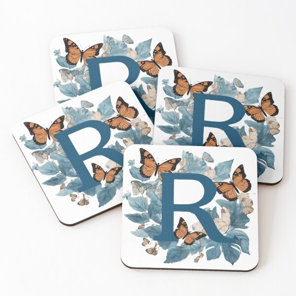 Item preview, Letter R in blue with butterflies designed and sold by Shinery2023.