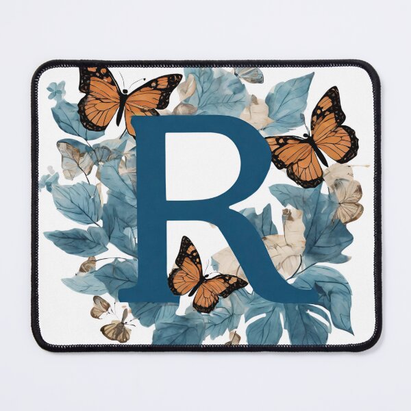 Item preview, Letter R in blue with butterflies designed and sold by Shinery2023.