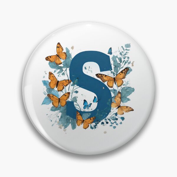 Item preview, Letter S in blue with butterflies designed and sold by Shinery2023.