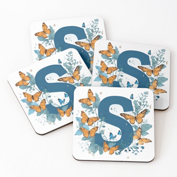 Item preview, Letter S in blue with butterflies designed and sold by Shinery2023.