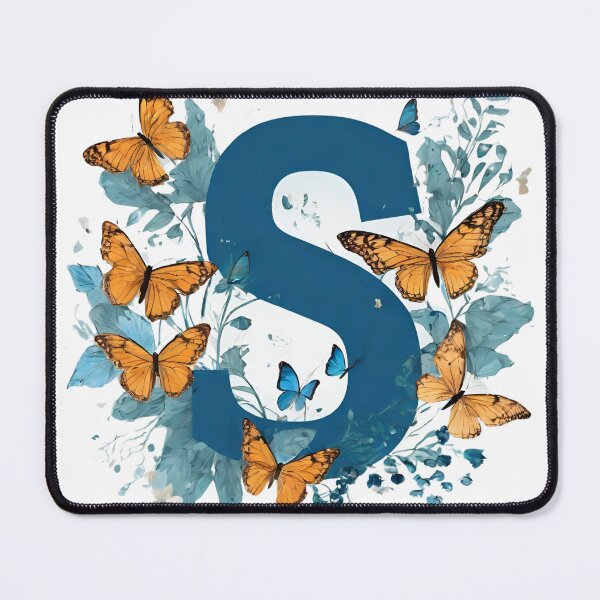 Item preview, Letter S in blue with butterflies designed and sold by Shinery2023.