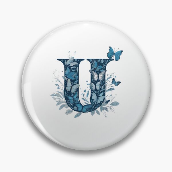 Item preview, Letter U in blue with butterflies designed and sold by Shinery2023.