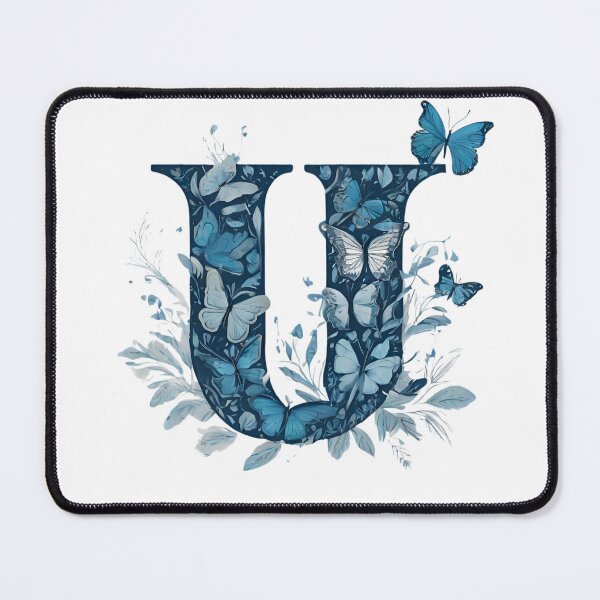 Item preview, Letter U in blue with butterflies designed and sold by Shinery2023.