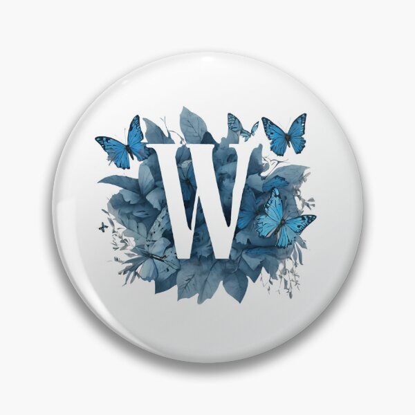 Item preview, Letter W in blue with butterflies designed and sold by Shinery2023.