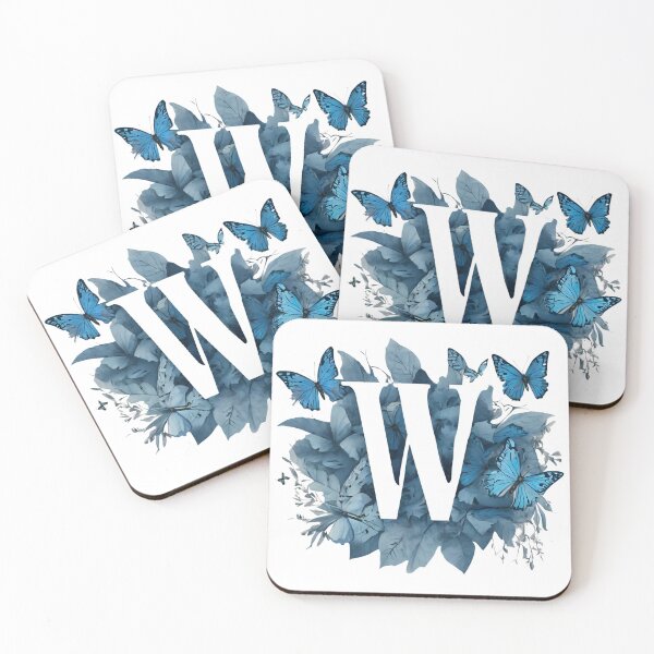 Item preview, Letter W in blue with butterflies designed and sold by Shinery2023.