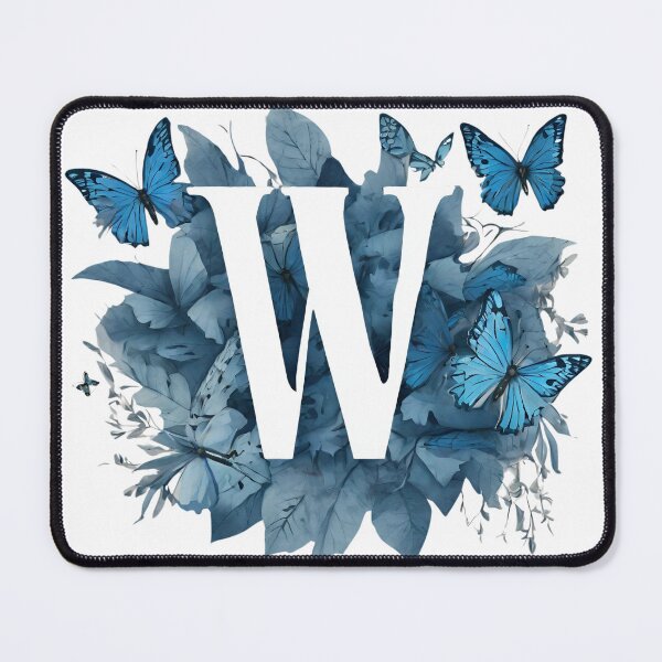 Item preview, Letter W in blue with butterflies designed and sold by Shinery2023.