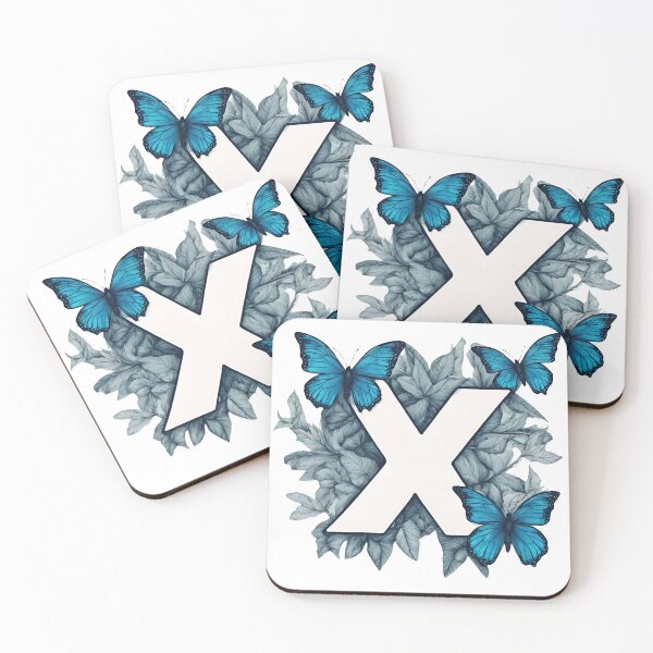 Item preview, Letter X in blue with butterflies designed and sold by Shinery2023.