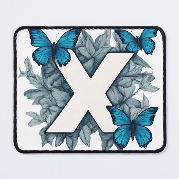 Item preview, Letter X in blue with butterflies designed and sold by Shinery2023.