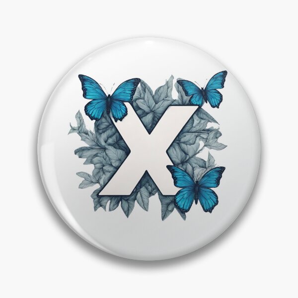 Item preview, Letter X in blue with butterflies designed and sold by Shinery2023.