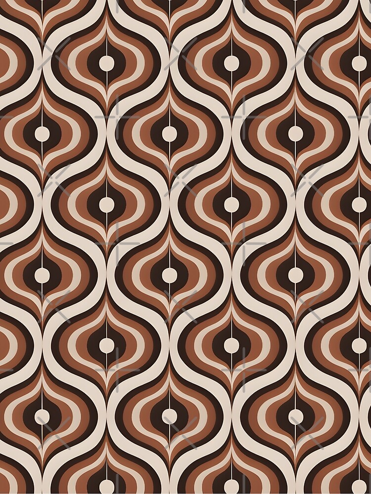 Retro Vintage Mid Century Modern Abstract Wavy Pattern Chocolate Brown Scarf