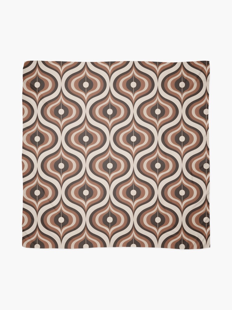 Retro Vintage Mid Century Modern Abstract Wavy Pattern Chocolate Brown Scarf