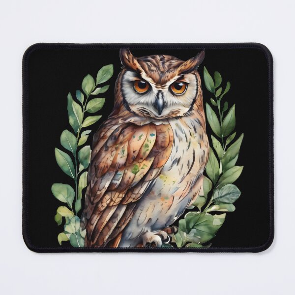 Item preview, Eagle owl and leaves designed and sold by MauraMeadow.