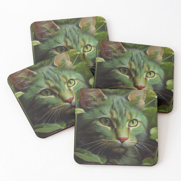 Item preview, Green cat designed and sold by M-Y-A-R-T-.