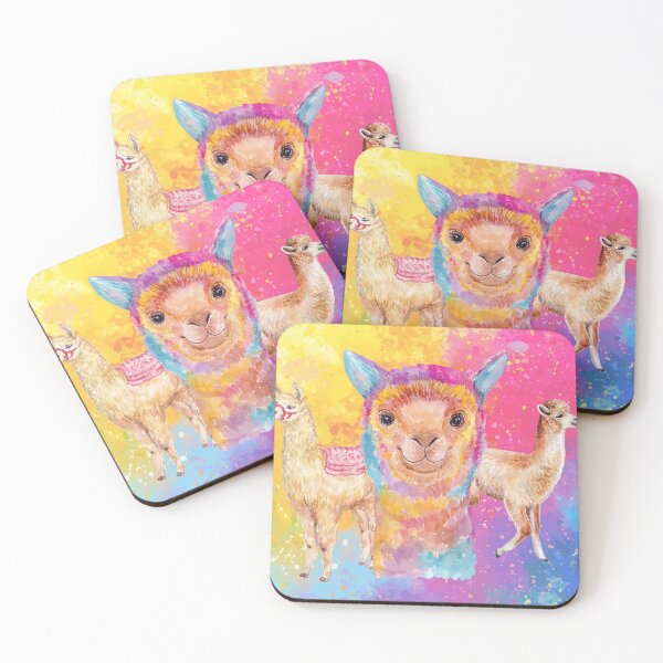 Item preview, Watercolour llama in funky rainbow colours designed and sold by BritishDelights.