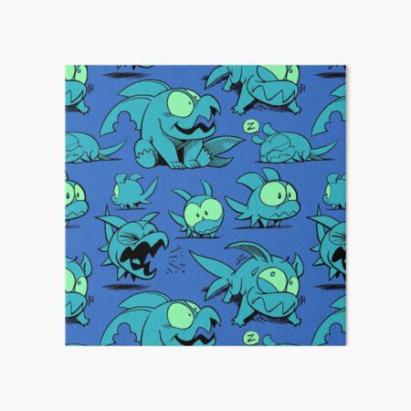 Chewster - Land Sharks - Blue/Green Pattern Art Board Print