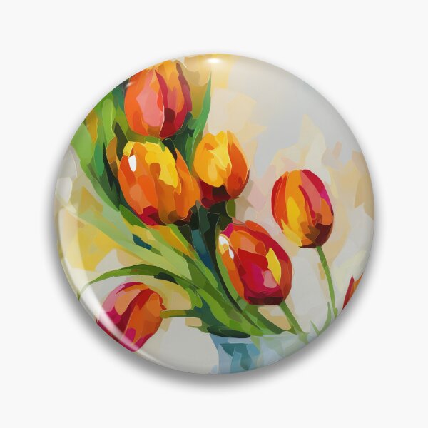Item preview, Tulip Tile 02: Goblet of Springtime Sunshine in a Blooming Rainbow of Spiraling Blooms designed and sold by TheBrainArt.