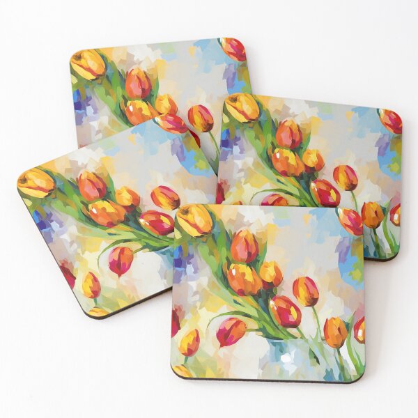 Item preview, Tulip Tile 02: Goblet of Springtime Sunshine in a Blooming Rainbow of Spiraling Blooms designed and sold by TheBrainArt.