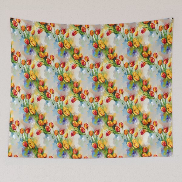 Item preview, Tulip Tile 02: Goblet of Springtime Sunshine in a Blooming Rainbow of Spiraling Blooms designed and sold by TheBrainArt.