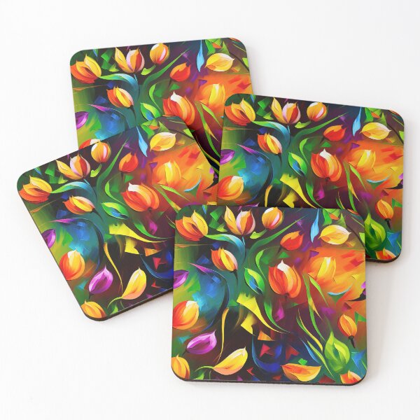 Item preview, Tulip Tile 03: Goblet of Springtime Sunshine in a Blooming Rainbow of Spiraling Blooms designed and sold by TheBrainArt.