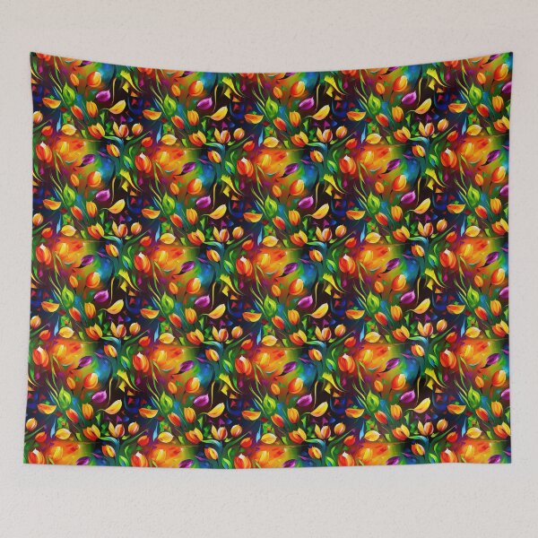 Item preview, Tulip Tile 03: Goblet of Springtime Sunshine in a Blooming Rainbow of Spiraling Blooms designed and sold by TheBrainArt.