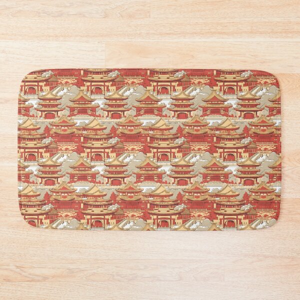 Item preview, A Chinese temple with red pillars and golden roofs designed and sold by sample325.