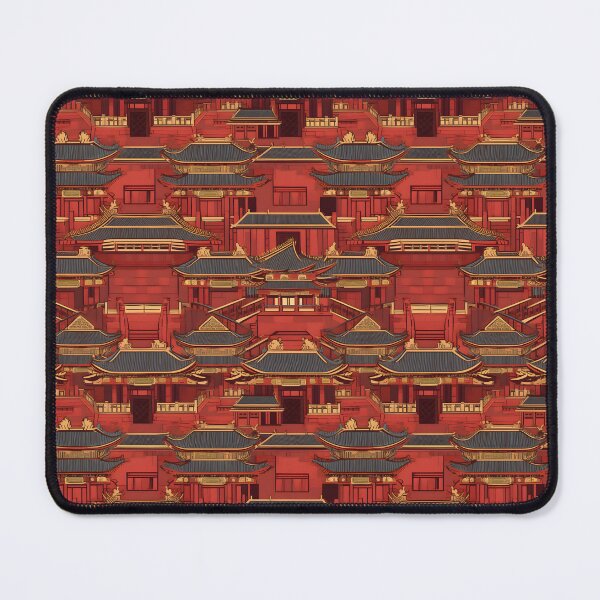 Item preview, A Chinese temple with red pillars and golden roofs designed and sold by sample325.