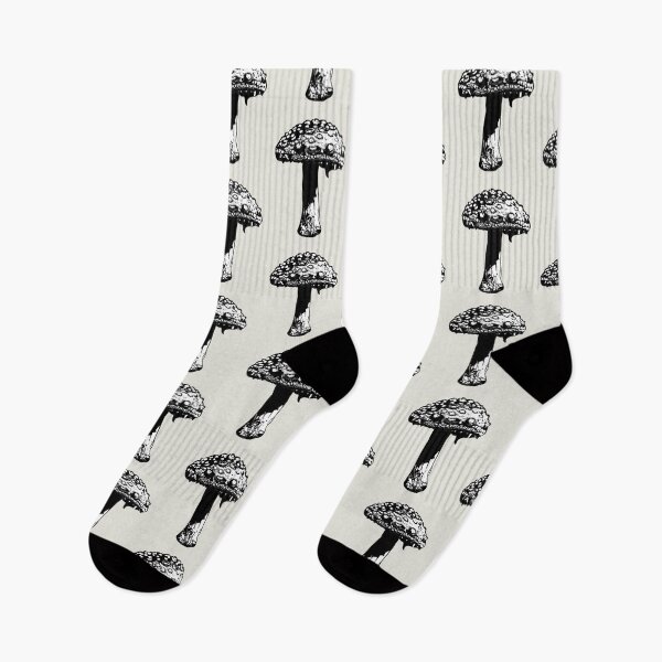 Item preview, Black and White Toadstool mushroom by BeeFoxTree designed and sold by BeeFoxTree.