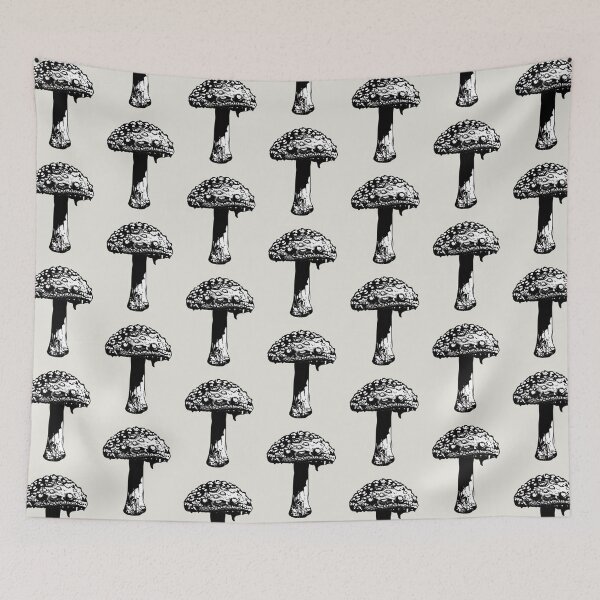 Item preview, Black and White Toadstool mushroom by BeeFoxTree designed and sold by BeeFoxTree.