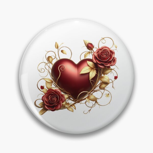 Item preview, Valentine’s Day Red Heart, Red Roses, Golden Vines  designed and sold by Amanda Lucas.