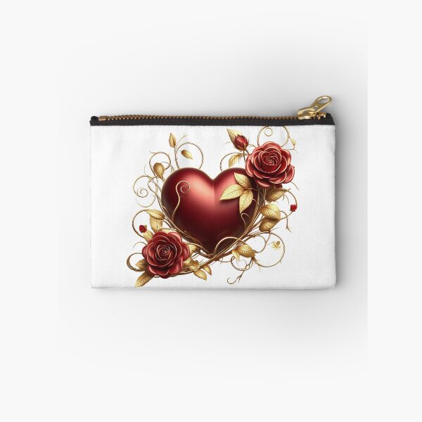 Item preview, Valentine’s Day Red Heart, Red Roses, Golden Vines  designed and sold by Amanda Lucas.