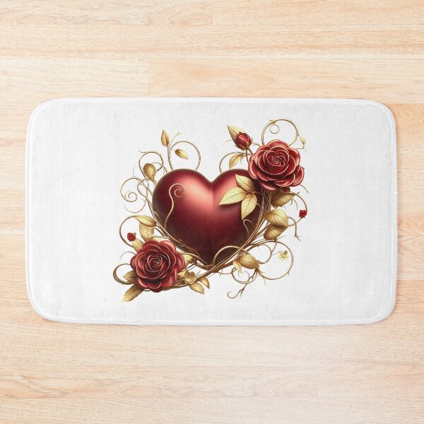 Item preview, Valentine’s Day Red Heart, Red Roses, Golden Vines  designed and sold by Amanda Lucas.