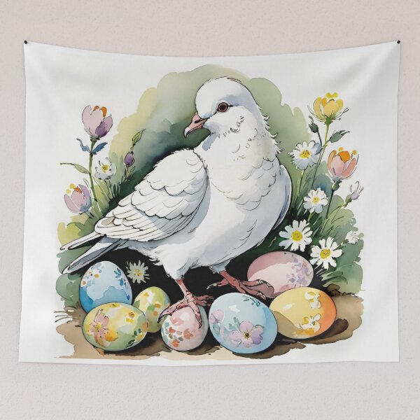 Item preview, Happy Easter - White Dove, Easter Eggs and Flowers V36 designed and sold by DreamingAwake1.