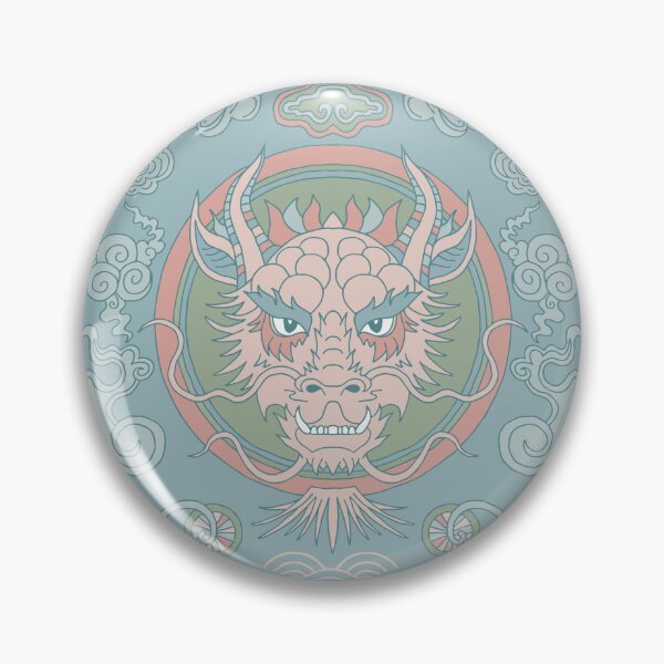 Item preview, Chinese dragon damask in muted colors - seamless pattern designed and sold by colorofmagic.