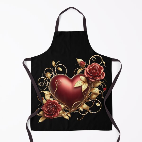 Item preview, Valentine’s Day Red Heart, Red Roses, Golden Vines - on Black designed and sold by Amanda Lucas.
