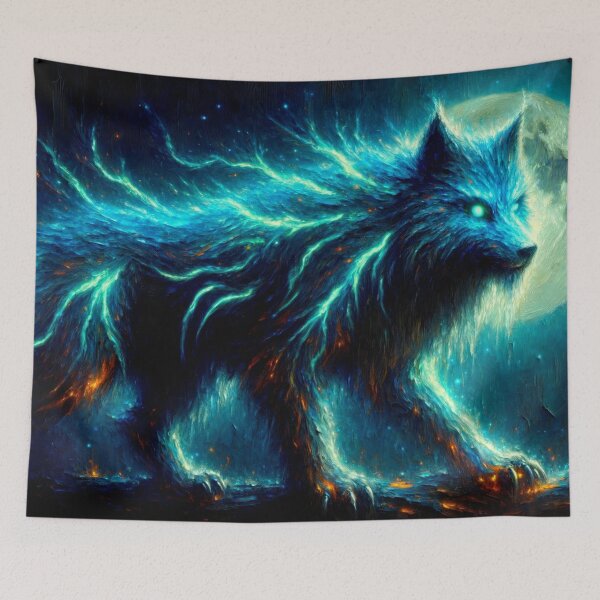 Item preview, Electric Forest: Bioluminescent Norwegian Forest Cat Dreamscape designed and sold by Fantasy Masterpiece.