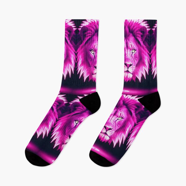 Item preview, Vibrant Pink Neon Lion - Electrifying Glow Art on Redbubble designed and sold by craftyblinders9.