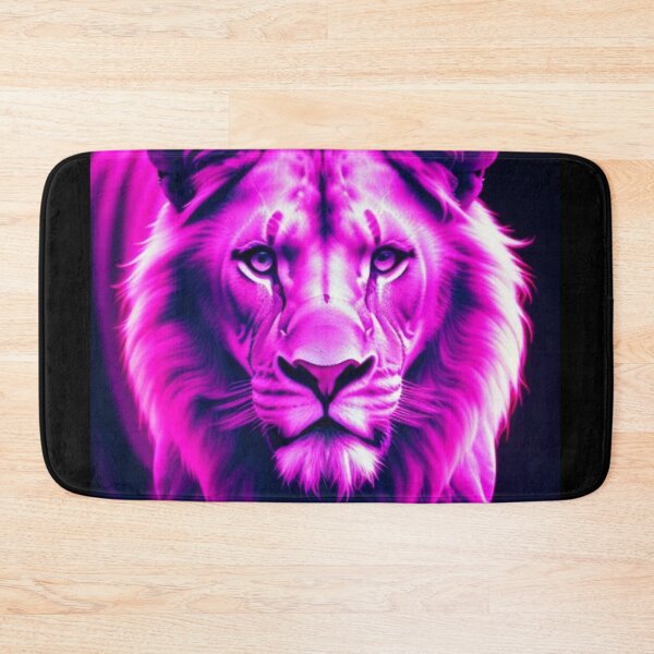 Item preview, Vibrant Pink Neon Lion 2 - Electrifying Glow Art on Redbubble designed and sold by craftyblinders9.