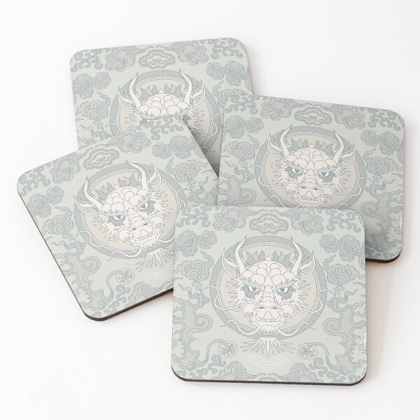 Item preview, Damask pattern with Chinese lucky dragon in gray tones designed and sold by colorofmagic.