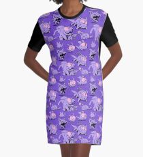 Chewster - Land Sharks - Purple Pattern Graphic T-Shirt Dress
