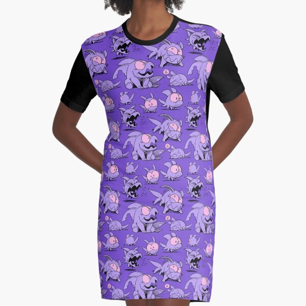 Chewster - Land Sharks - Purple Pattern Graphic T-Shirt Dress