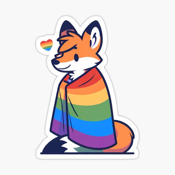 Vista previa del artículo con la obra «Cómoda Womfy Furry Pride Fox LGBTQ Arcoíris», diseñado y vendido por BlueBullBazaar.