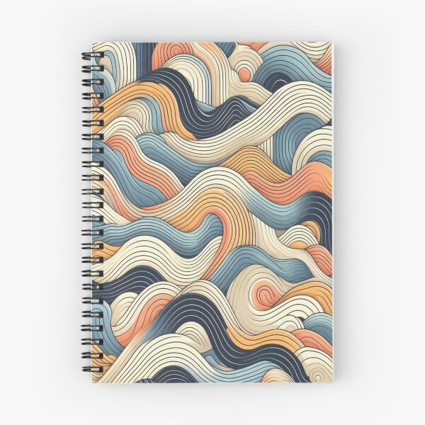 Item preview, Wave Pattern - Blue Yellow Black White Retro Wave - Curved Line designed and sold by PatternInArt.