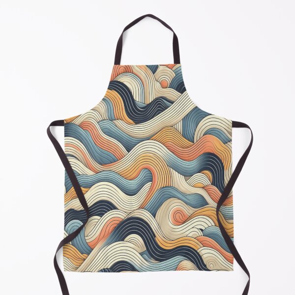 Item preview, Wave Pattern - Blue Yellow Black White Retro Wave - Curved Line designed and sold by PatternInArt.