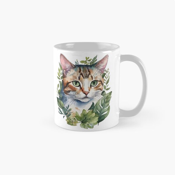 Item preview, Tabby cat and botanical leaves designed and sold by MauraMeadow.