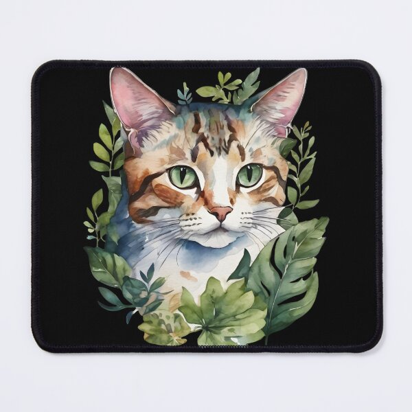 Item preview, Tabby cat and botanical leaves designed and sold by MauraMeadow.