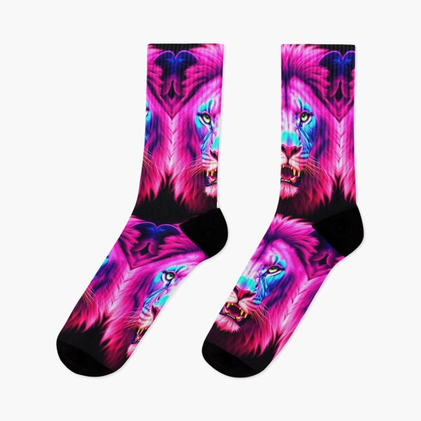 Item preview, Vibrant Pink Neon Lion 5 - Electrifying Glow Art on Redbubble designed and sold by craftyblinders9.