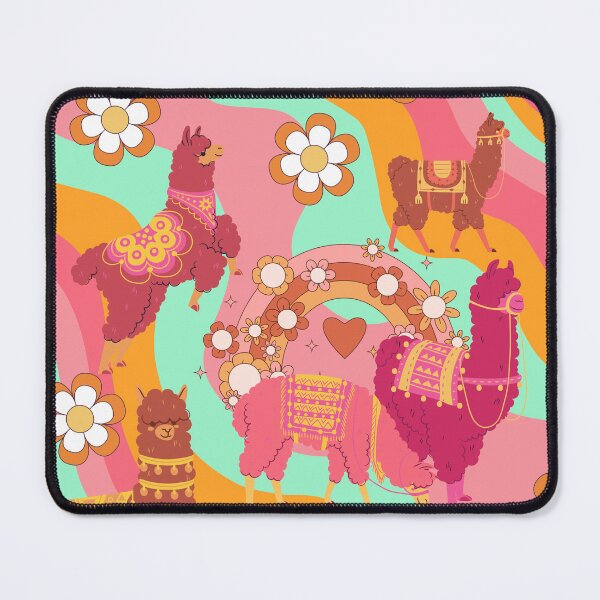 Item preview, Retro wave llama in funky cool waves and retro vintage flowers designed and sold by BritishDelights.