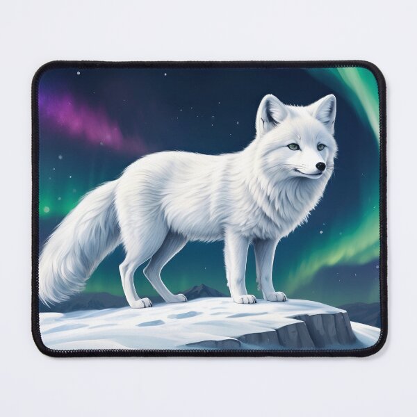 Item preview, Arctic fox and Northern Lights ( Aurora borealis ) designed and sold by Andrey-Myagkov.