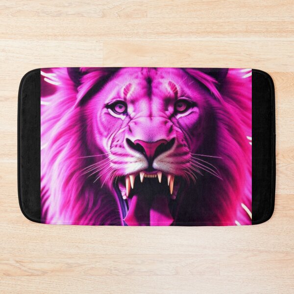 Item preview, Vibrant Pink Neon Lion 7 - Electrifying Glow Art on Redbubble designed and sold by craftyblinders9.