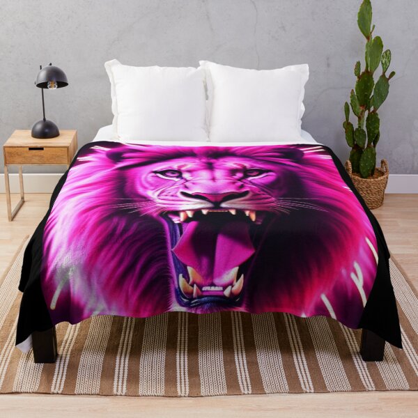 Item preview, Vibrant Pink Neon Lion 7 - Electrifying Glow Art on Redbubble designed and sold by craftyblinders9.